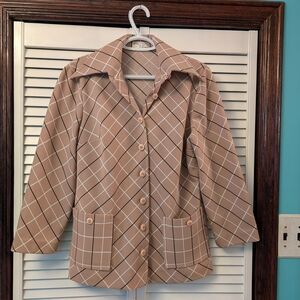 Brown Plaid Button-Up Jacket From 70s